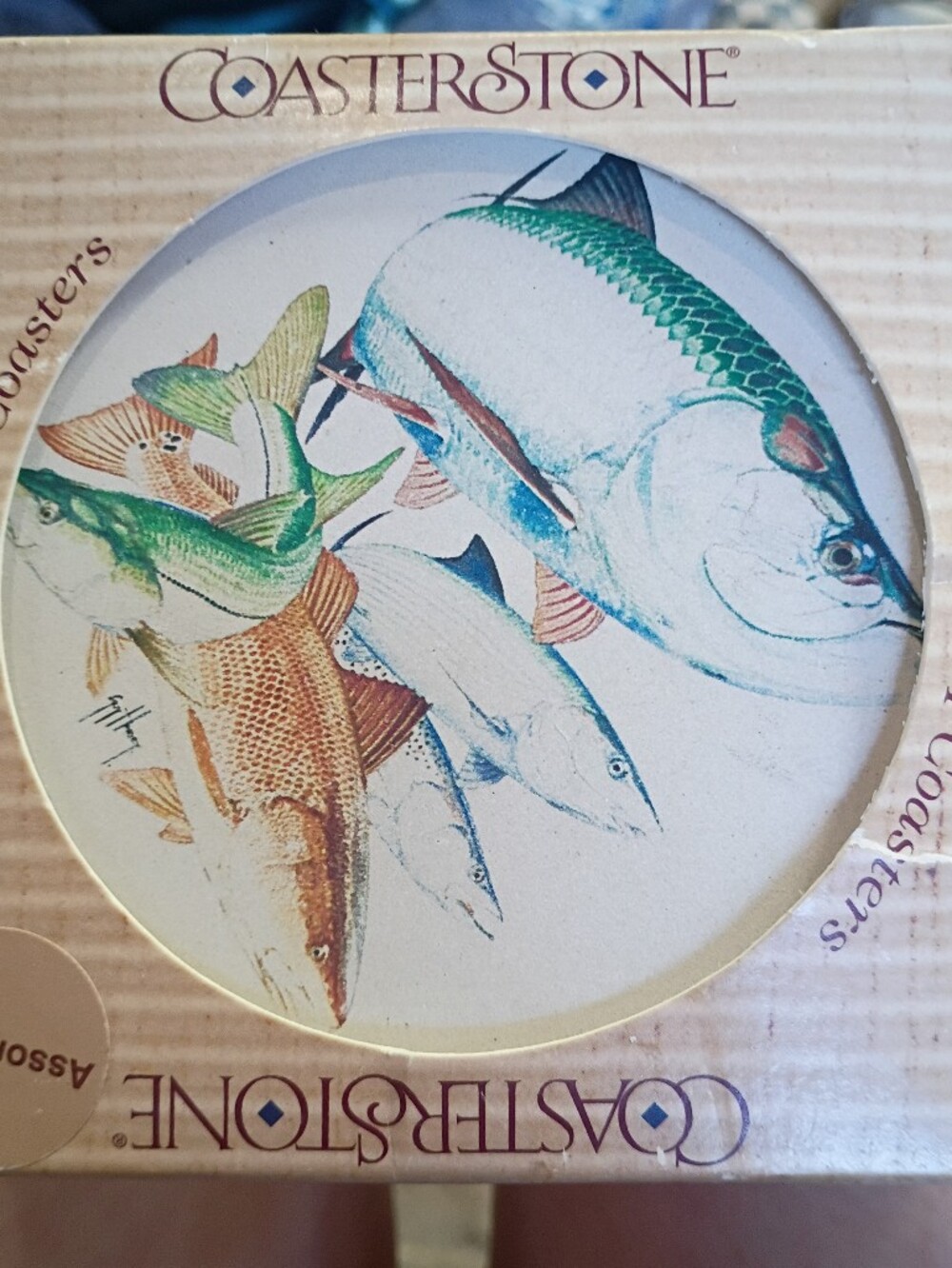 New 4 Pc Coasterstone Guy Harvey Printed Sandstone Coasters